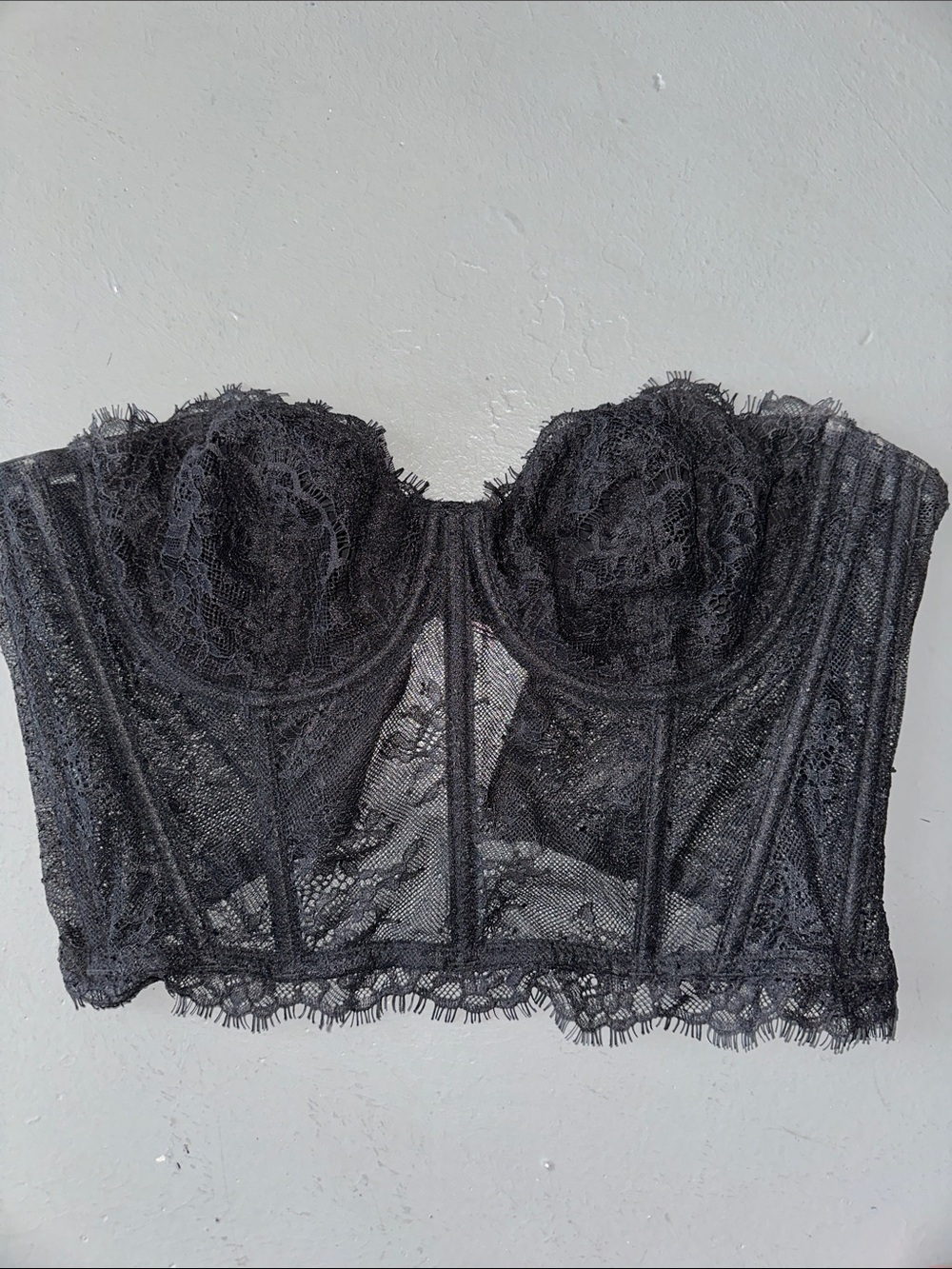 Victoria's Secret Black Lace Longline Bandeau Bralette